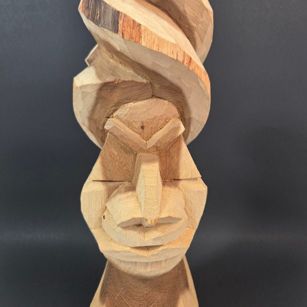 Vintage Winston Nassau Bahamas Hand Carved Wood Bust Sculpture Turban  13.5" - Picture 4 of 14